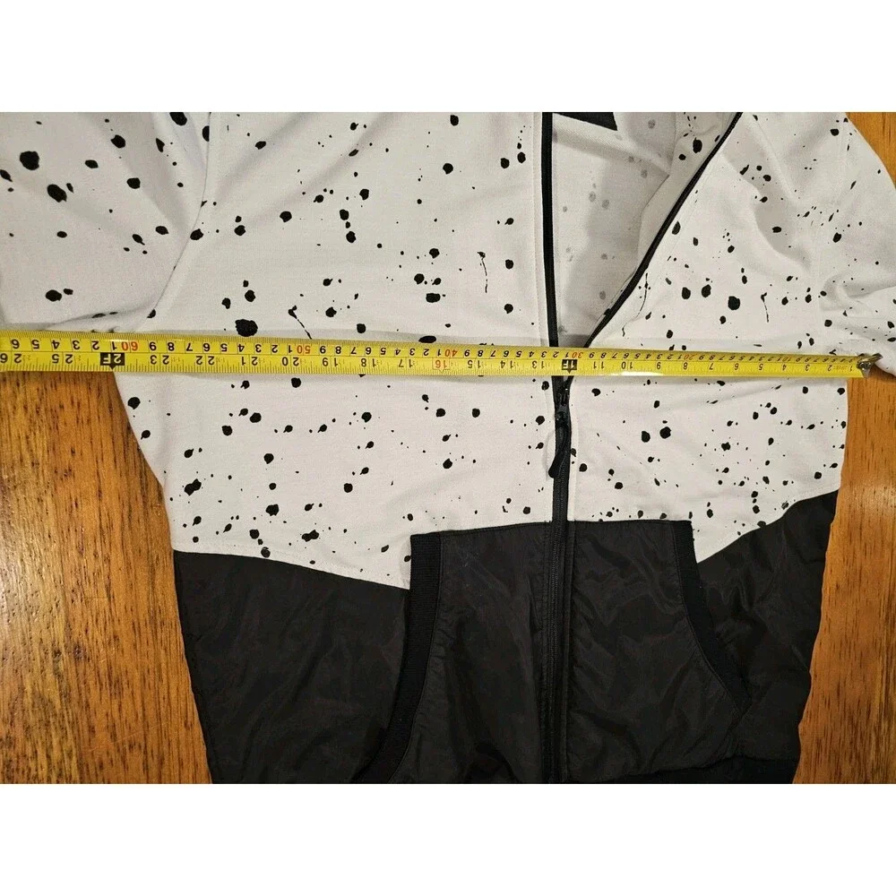 American Stitch Jacket Unisex Lightweight Jacket With Hood Black White XL EUC